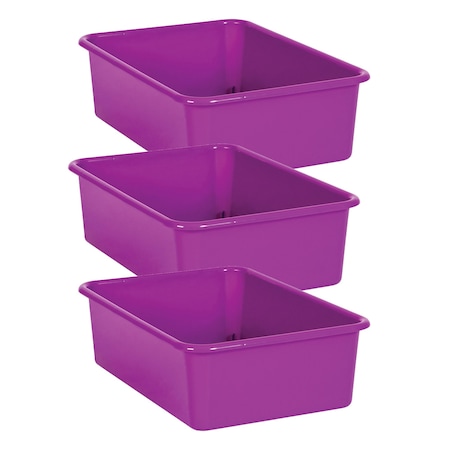 Storage Bin, Purple, Plastic, 3 PK